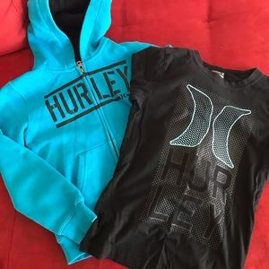 Youth boys Hurley tee & zip up hoodie